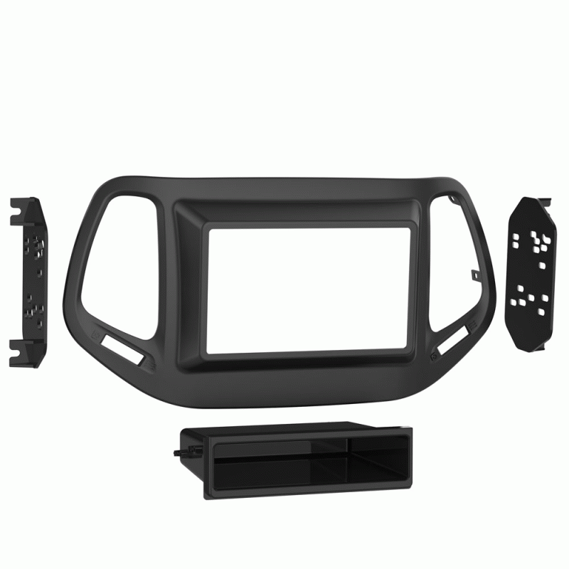 Jeep Compass Sport Mk2 (2017-2018) Single/Double DIN car audio fascia adapter (MATT BLACK)