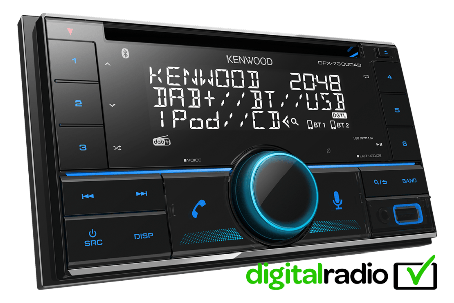 Kenwood DPX-7300DAB Double DIN Stereo Head Unit (CD, DAB+, Bluetooth, USB, AUX)