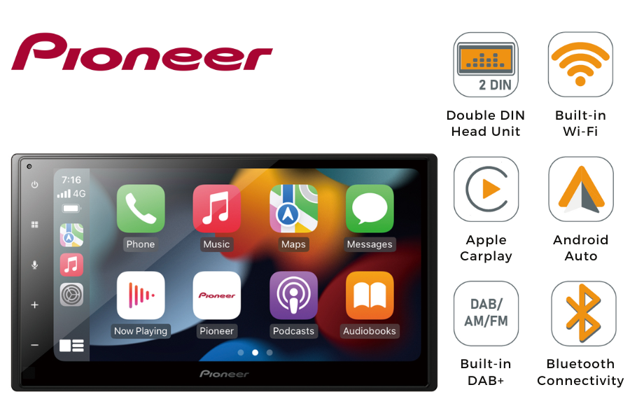 Pioneer SPH-DA360DAB Double DIN stereo head-unit  Wifi Bluetooth, Wireless Car Play/ Android Auto