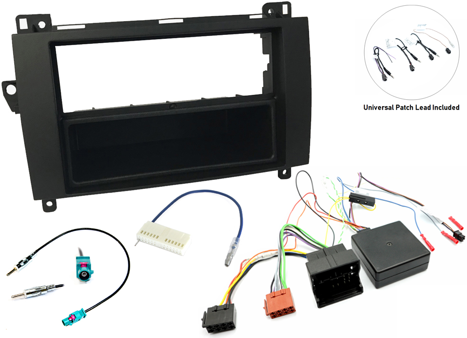 Mercedes (AUDIO 10/15/20) Single DIN stereo fitting kit with steering controls (QUADLOCK CONNECTION)