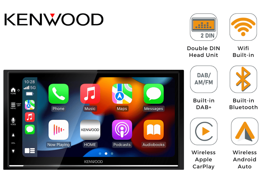 Kenwood DMX7722DABS Double DIN Stereo head unit (Wireless Carplay/ Android, Bluetooth, DAB+)