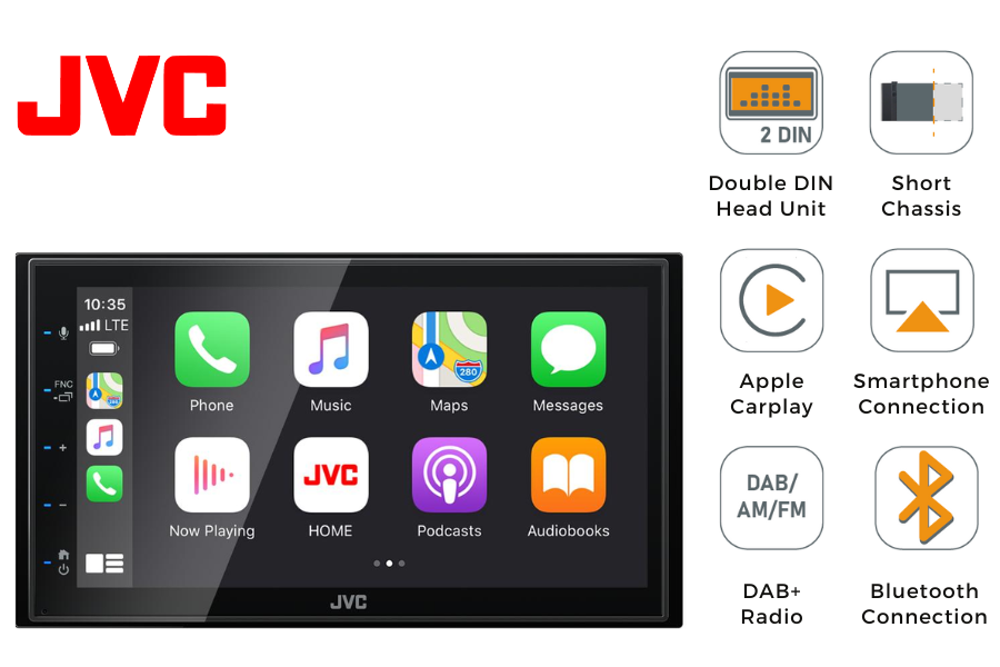 JVC KW-M565DBT (Short Chassis) Double DIN stereo head unit (Carplay/ Android Auto, DAB, Bluetooth)