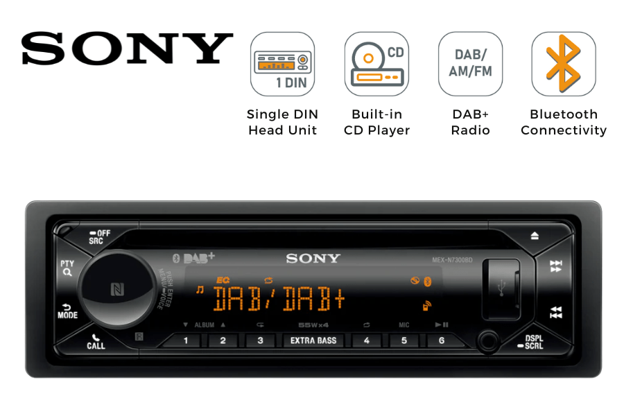 Sony MEX-N7300BD Single DIN car stereo head unit with CD, DAB, Dual Bluetooth and USB