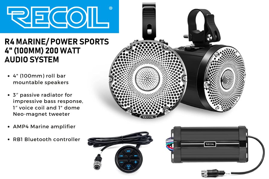 Recoil R4 Marine & Power-Sports 4-inch (100mm) 200 watt speaker system