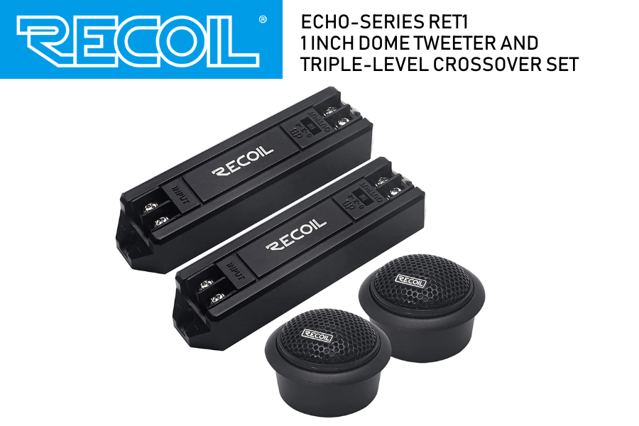 Recoil Echo-Series RET1 1 inch silk dome tweeter and triple-level tweeter crossover set (PAIR)