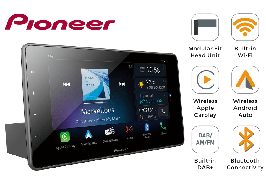 Pioneer SPH-EVO950DAB (MODULAR) 9" Touchscreen head unit with wireless Car Play, Android Auto, DAB+