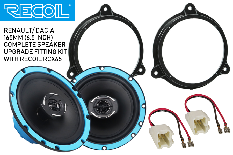 Renault/ Dacia 165mm (6.5 Inch) complete RECOIL coaxial speaker upgrade fitting kit
