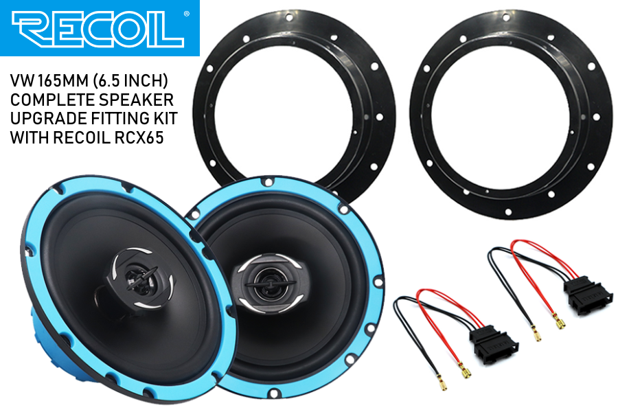 VW, Seat, Skoda 165mm (6.5 Inch) complete RECOIL coaxial speaker upgrade fitting kit