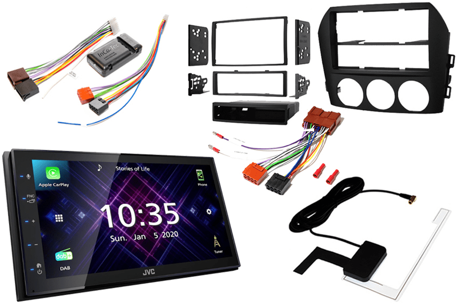 Mazda MX5 (06-09) WITH BOSE Double DIN stereo fitting kit and JVC KW-M565DBT (Carplay/Android)