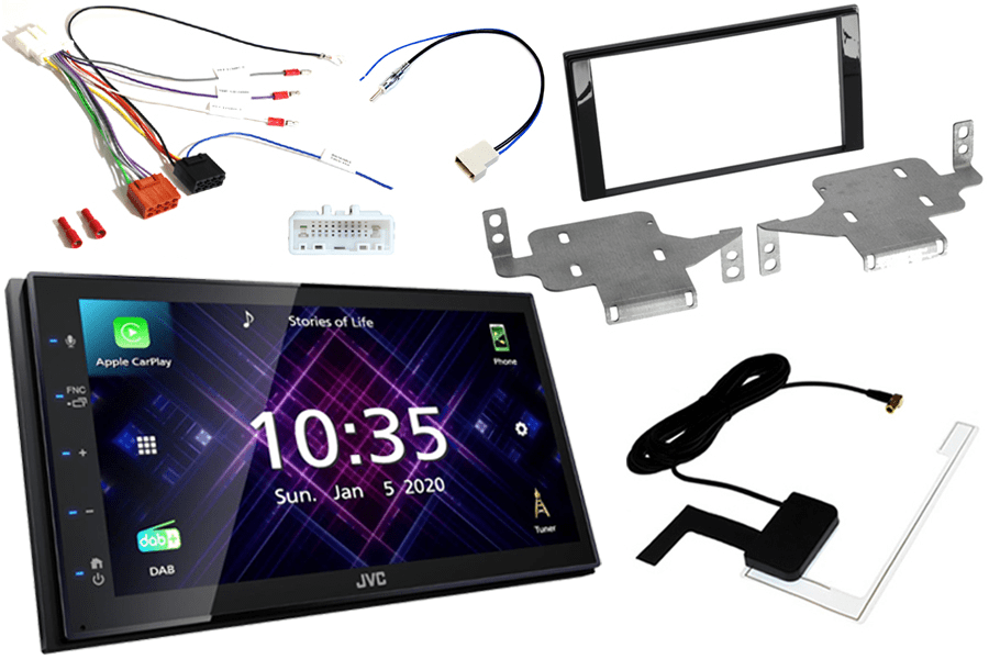 Nissan Juke (2014-2019) Double DIN stereo fitting kit and JVC KW-M565DBT (Carplay/Android)