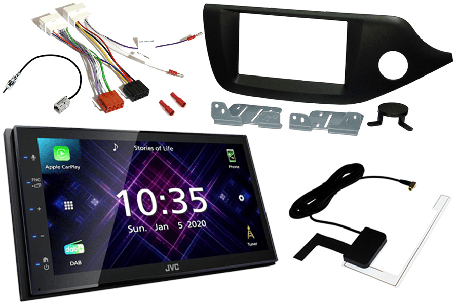 Kia Cee'd (2012-2016) Double DIN stereo upgrade fitting kit and JVC KW-M565DBT (Carplay/Android)