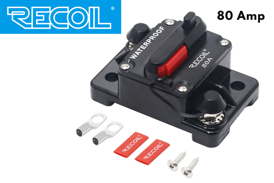 RECOIL 80 AMP Water Resistant circuit breaker with manual switch reset