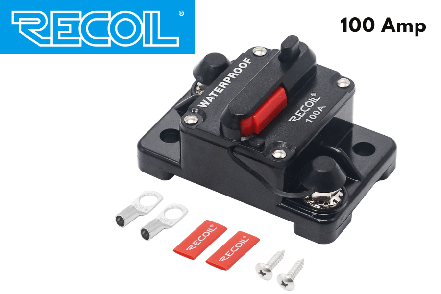 RECOIL RCB100 100 Amp Water Resistant Circuit Breaker With Manual Switch Reset for Car RV