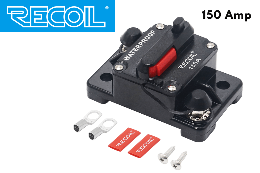RECOIL 150 AMP Water Resistant circuit breaker with manual switch reset