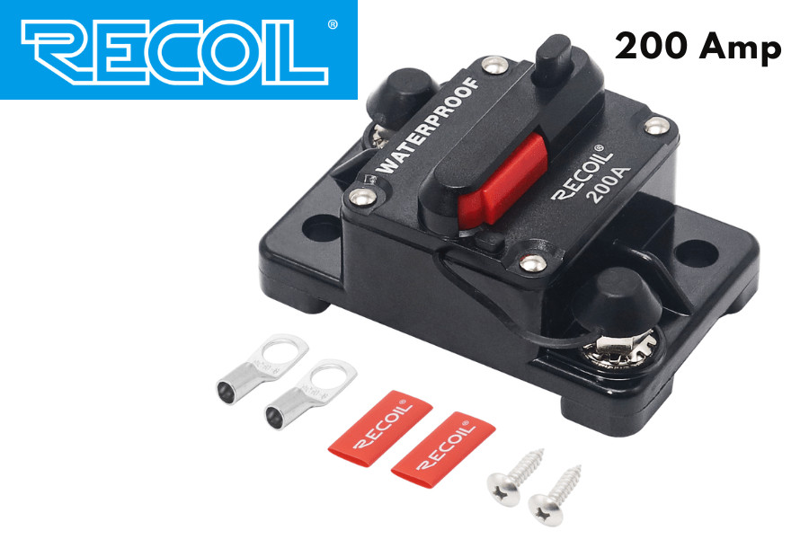 RECOIL 200 AMP Water Resistant circuit breaker with manual switch reset