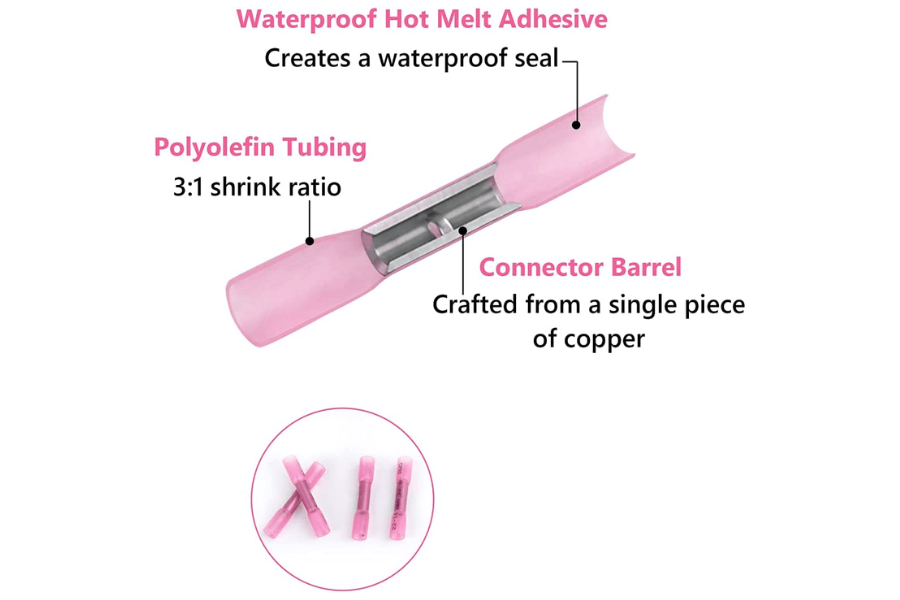 RECOIL Red heat shrink butt connectors/ Splices/ terminals 2216 AWG (0