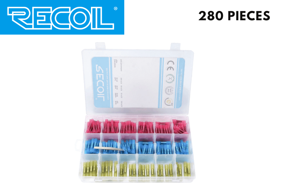 RECOIL insulated heat shrink butt connectors/ terminals kit (280 pieces)