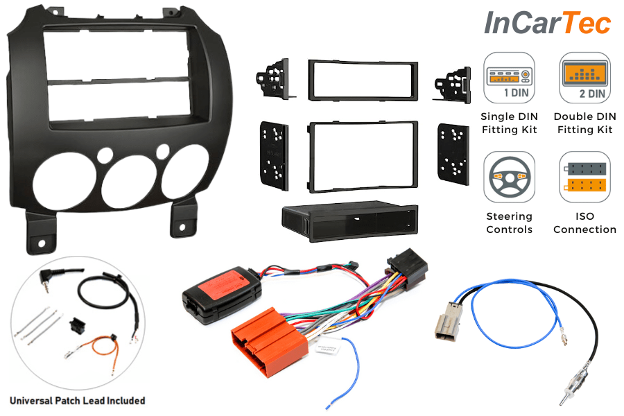 Mazda 2 (3rd-Gen) DE (2007-2014) Single/ Double DIN stereo upgrade fitting kit (WITH SWC)