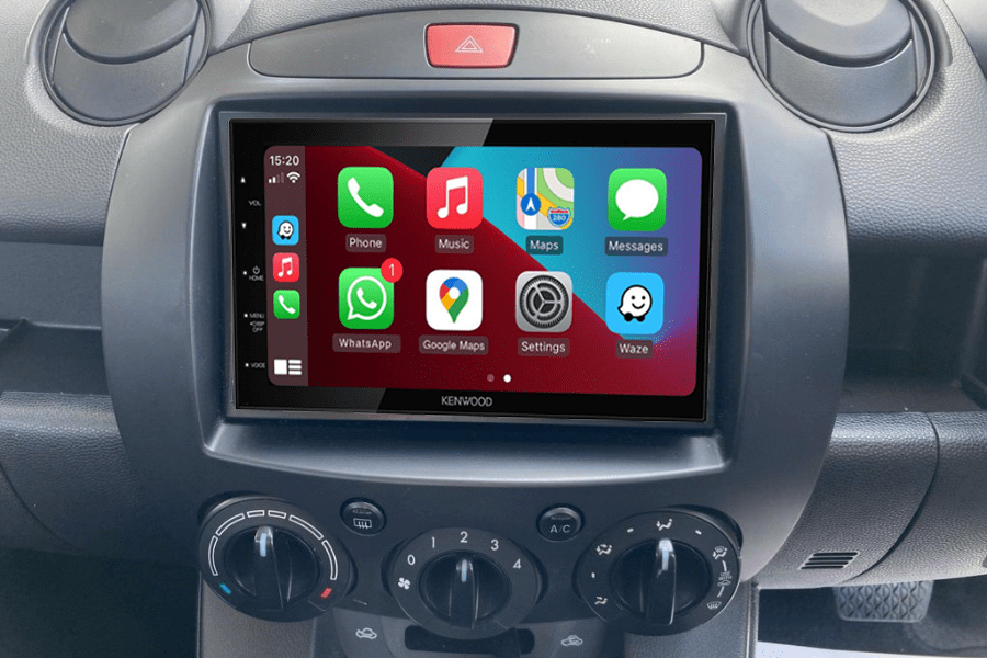 Mazda 2 (3rd-Gen) DE (2007-2014) Double DIN fitting kit and Kenwood DMX5020DABS (Carplay/Android)
