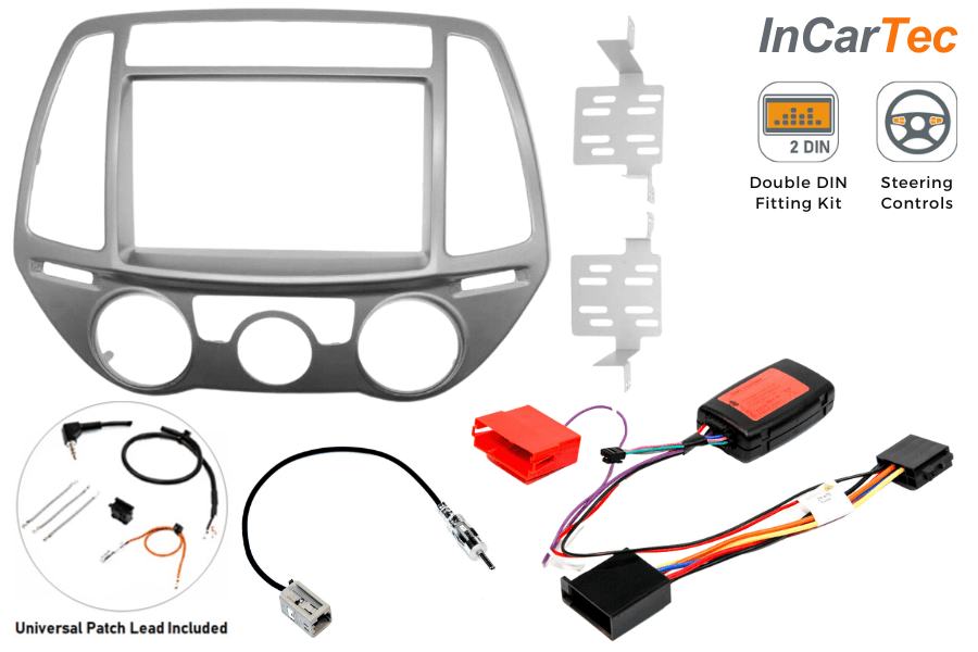 Hyundai i20 (2012-2014) Double DIN car stereo upgrade fitting kit (MANUAL AIR CON CONTROLS)