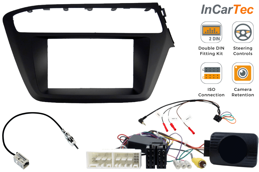 Hyundai i20 (2018-2020) Double DIN stereo upgrade fitting kit (WITH SWC & CAMERA RETENTION)