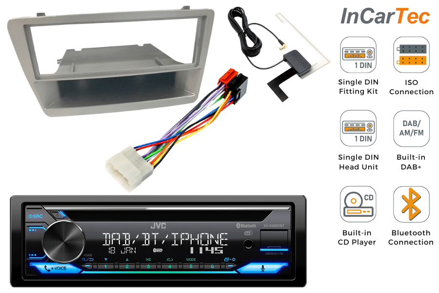 Honda Civic 2000-2005 car stereo fitting kit (WITHOUT SWC) with JVC KD-DB922BT (CD/DAB/BLUETOOTH)