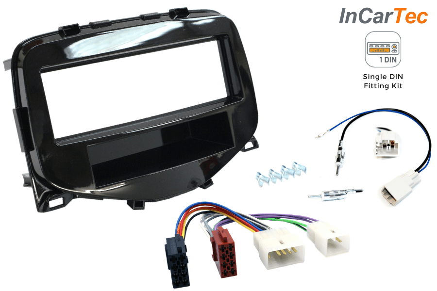 Citroen C1/Peugeot 108/Toyota Aygo (14-21) Single DIN stereo fitting kit (WITHOUT SWC) PIANO BLACK