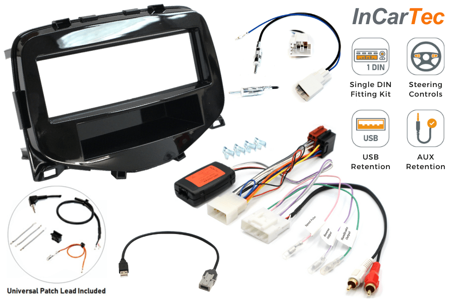 Citroen C1/Peugeot 108/Toyota Aygo (14-21) Single DIN stereo fitting kit (WITH SWC) PIANO BLACK