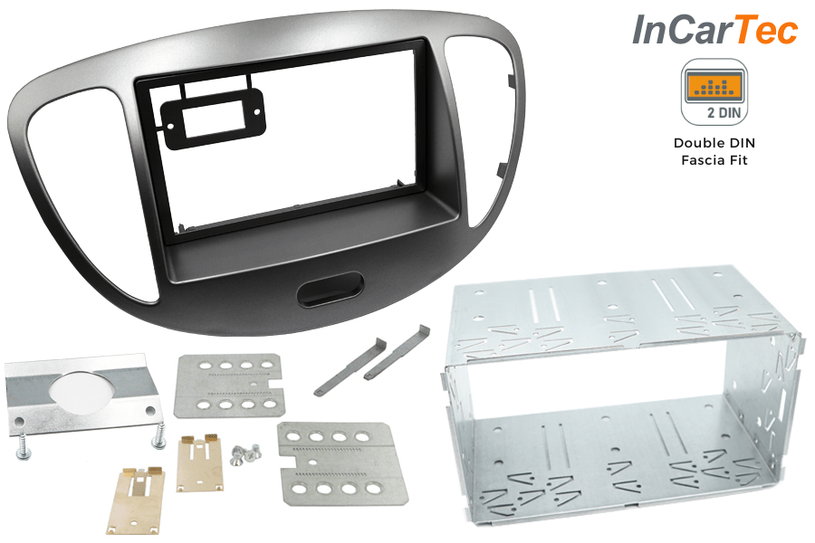 Hyundai i10 (2008-2012) Double DIN fascia adapter and radio cage kit (SILVER)