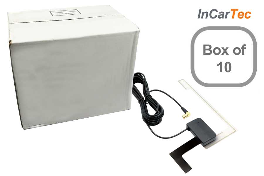 10× Interior Windscreen Glass-Mount Active DAB Antenna Aerials – 3m Cable (Box of 10)