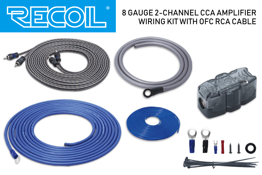 RECOIL 2-Channel 10mm2 amplifier installation wiring kit (8 Guage)