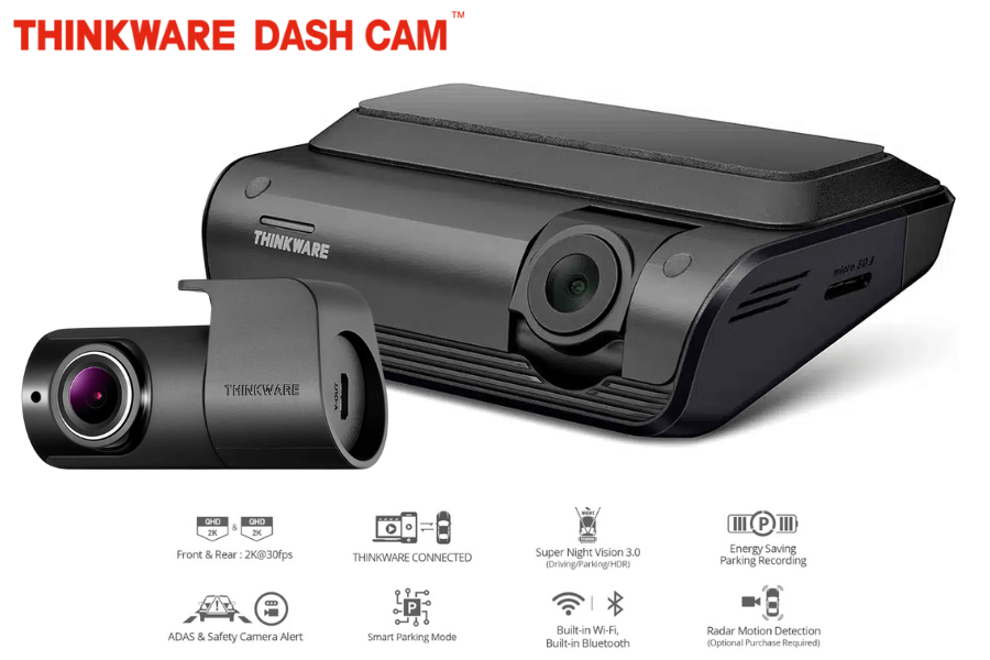 Thinkware Q1000 2-Channel (Front and Rear) 2K Quad-HD Dash cam with super night vision