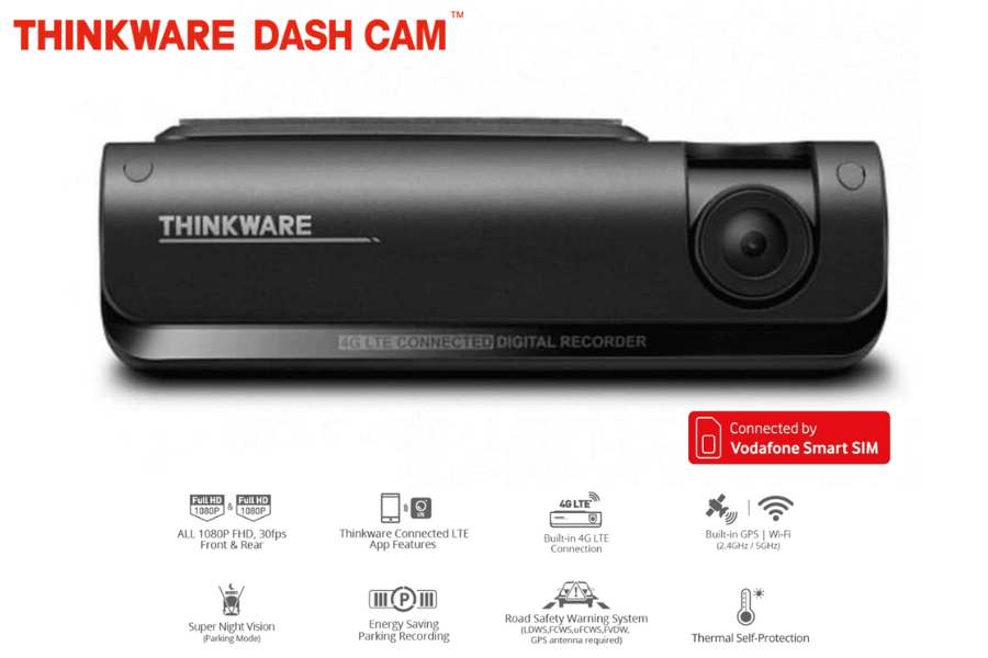 Thinkware T700 LTE 1-Channel (Front) 1080P FHD Dash cam with built-in 4G LTE connection