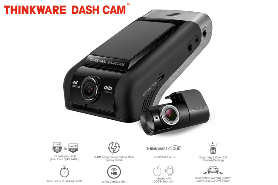 Thinkware U1000 2-Channel (Front and Rear) 4K UHD Dash cam with ultra energy saving mode