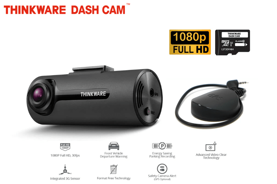 Thinkware F70 1-Channel (Front) 1080p Full HD Dash cam with GPS antenna and 8GB Micro SD