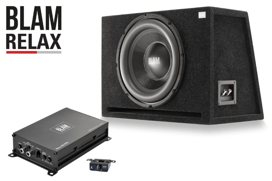 BLAM RELAX BP30 audio package (12 inch 500w subwoofer with enclosure and RA 251 1-Channel amplifier)