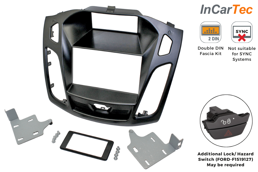 Ford Focus Mk3 Facelift (2015-2018) Double DIN car audio fascia adapter panel (MATT BLACK)