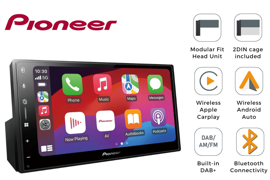 Pioneer SPH-DA77DAB Double-DIN/ Modular fit stereo head unit (Wireless CarPlay/ Android Auto/ DAB)
