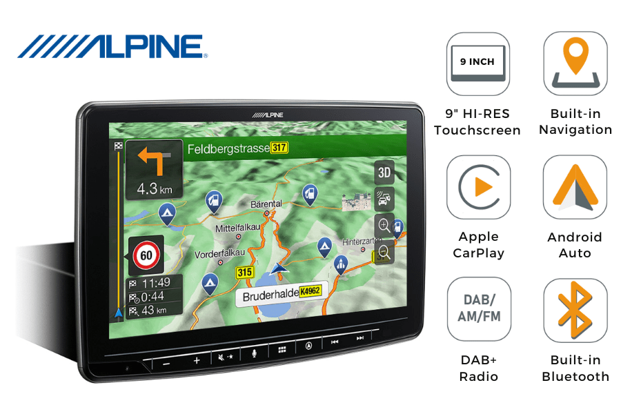 Alpine INE-F904DC 9 Inch motorhome/ truck stereo head unit with Navigation, Carplay, Android Auto