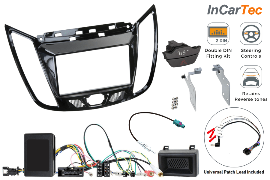 Ford C-Max (2010-2019) Kuga (2013-2019) Double DIN stereo upgrade fitting kit (WITH SWC/PDC/SWITCH)
