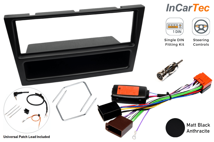 Vauxhall, Opel, Holden (Pre 2006/ ISO) Single DIN car stereo fitting kit (MATT BLACK/ WITH SWC)
