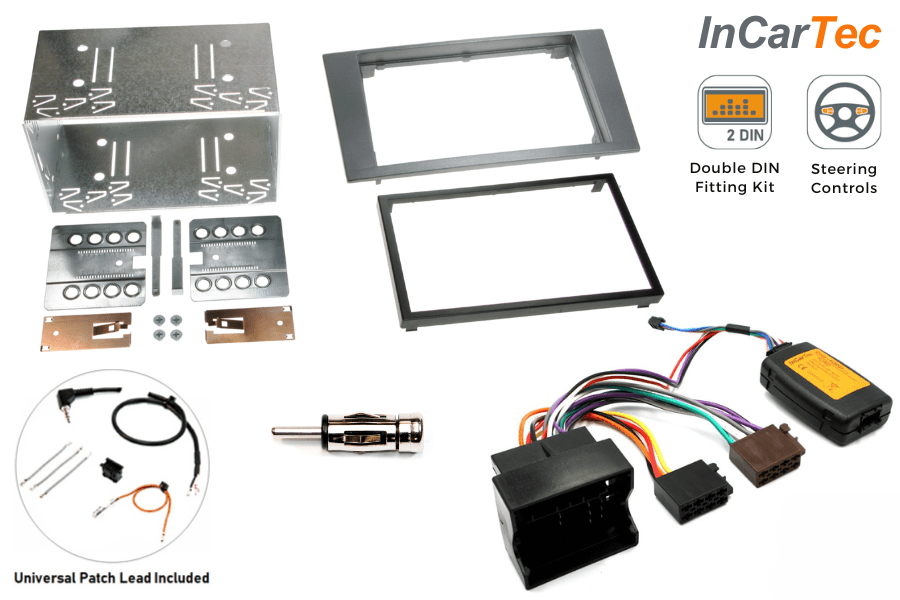 Ford Mondeo (2003-2007) Double DIN car stereo upgrade fitting kit (Dark Grey/ WITH SWC)