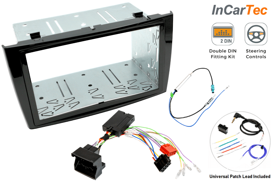 Peugeot 308 (2008-2013) Double DIN car stereo upgrade fitting kit (PIANO BLACK/ WITH SWC)
