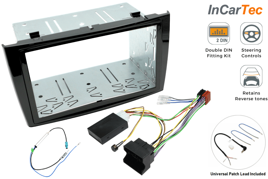 Peugeot 308 (2008-2013) Double DIN car stereo upgrade fitting kit (PIANO BLACK WITH SWC and PDC)