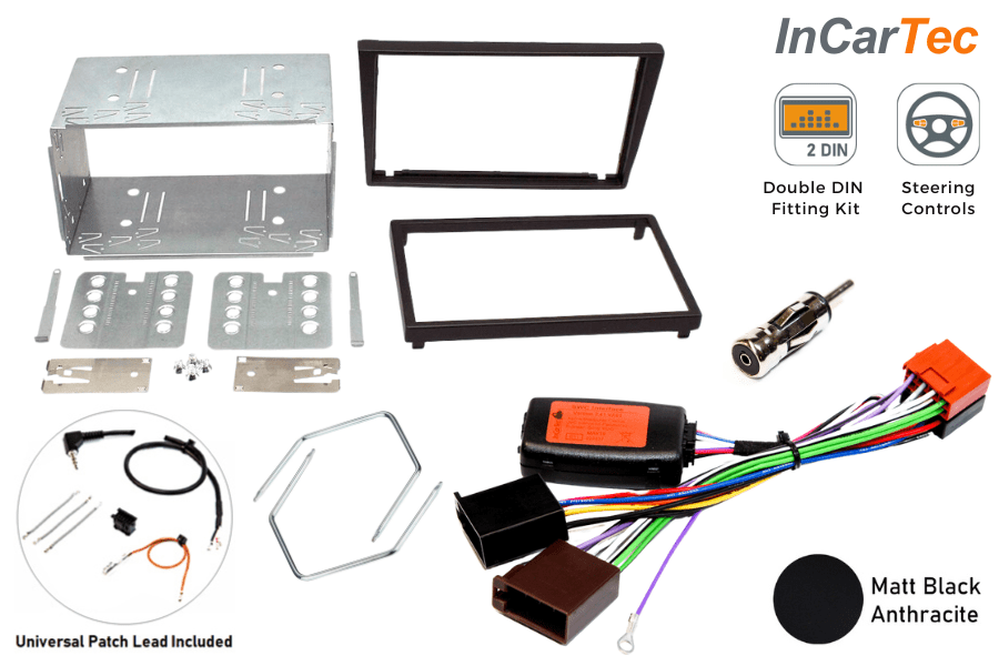 Vauxhall, Opel, Holden (Pre 2006/ ISO) Double DIN car stereo fitting kit (MATT BLACK/ WITH SWC)