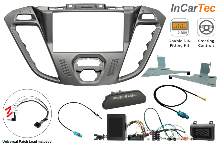 Ford Transit Custom Euro 5 (12-16) Double DIN car stereo fitting kit (DISPLAY/ DAB/ AIRBAG LIGHT)