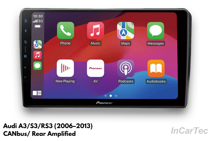 Audi A3/S3/RS3 (06–13) Pioneer SPH-PF97BT 9" Perfect Fit Car Stereo Upgrade (CANbus/ Rear Amplified)