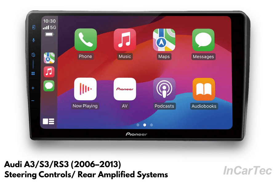 Audi A3/S3/RS3 (06–13) Pioneer SPH-PF97BT 9" Perfect Fit Car Stereo Upgrade (SWC/ Rear Amplified)