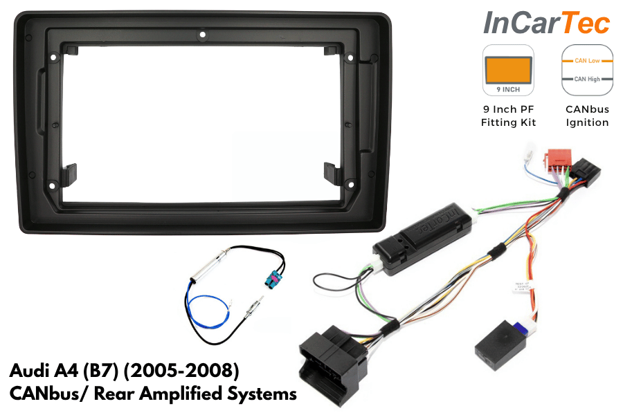 Audi A4 2005-2008 9 Inch Perfect Fit Stereo Fitting Kit – Without Steering Controls/ Rear Amplified