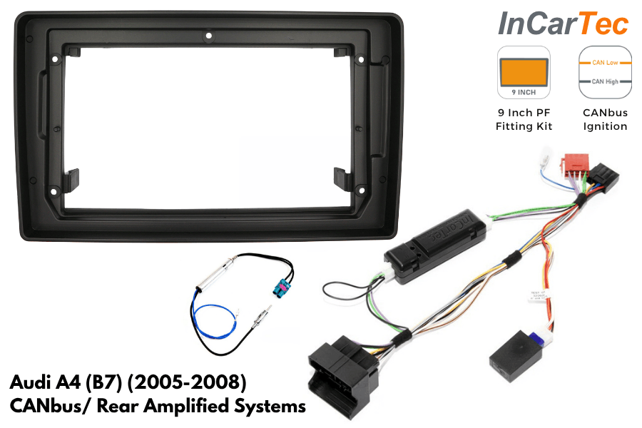 Audi A4 2005-2008 9 Inch Perfect Fit Stereo Fitting Kit – Without Steering Controls/ Rear Amplified